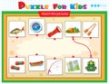 Matching game, education game for children. Puzzle for kids. Match the right object. Tourist set