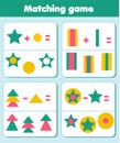 Matching game. Educational children activity. Logic Activity for preschool years kids and toddlers for synthesis and analysis