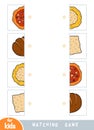 Matching game, educational game for children. Match the halves. Food set