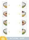 Matching game, educational game for children. Match the halves. Food set