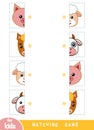 Matching game, educational game for children. Match the halves. Set of farm animals