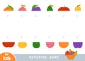 Matching game, educational game for children. Match the halves. Set of fruits Royalty Free Stock Photo