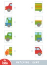 Matching game, educational game for children. Match the halves. Set of transport objects