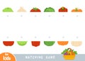 Matching game, educational game for children. Match the halves. Set of vegetables