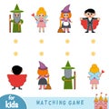 Matching game. Find the front and back of the characters