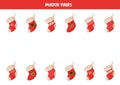 Matching game for kids. Find pair to Christmas socks