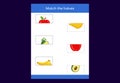 Matching game. Match halves of Fruits. Educational game for children,