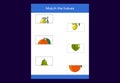 Matching game. Match halves of Fruits. Educational game for children,