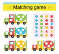 Matching game. Task for the development of attention and logic. Concrete truck