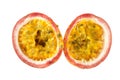 Matching Halves of a Ripe Passion Fruit Royalty Free Stock Photo