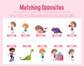 Matching opposite words worksheet Royalty Free Stock Photo