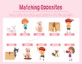 Matching opposite words worksheet for kids