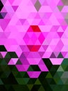 Matchless pattern of triangles in colourful gradient pink and dark green