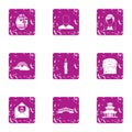 Matchmaker icons set, grunge style