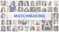 Matchmaking. The title text is depicted on the background of a c Royalty Free Stock Photo