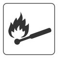 Matchstick icon Hot ignite match sign