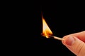 Matchstick isolated on black background Royalty Free Stock Photo