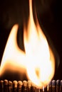 Matchsticks with black background, flames and fire Royalty Free Stock Photo