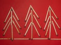 Matchsticks on a red background. Safe handling of fire. Fire dangers. Lots of matches. household still life. Pictures lined with