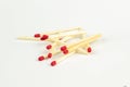 Matchsticks with red sparks on a white background Royalty Free Stock Photo