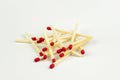 Matchsticks with red sparks on a white background Royalty Free Stock Photo