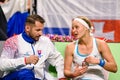 Matej Liptak and Rebecca Sramkova, during FEDCUP BNP Paribas World Group II First Round game between team Latvia and team Slovakia