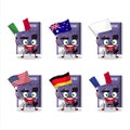 Matemathic book cartoon character bring the flags of various countries Royalty Free Stock Photo