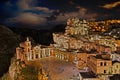 Matera, Basilicata, Italy: landscape at dusk of the old town Royalty Free Stock Photo