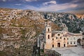 Matera, Basilicata, Italy: landscape at sunset from the old town Royalty Free Stock Photo