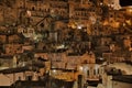 Matera, Basilicata, Italy: night view of the picturesque old town called Sasso Barisano Royalty Free Stock Photo