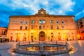 Matera, Basilicata, Italy: Night view of the Vittorio Veneto square Royalty Free Stock Photo