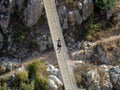 Matera - Turista sul ponte tibetano Royalty Free Stock Photo