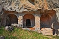 Matera, Basilicata, Italy: rock church in the park of the rupest Royalty Free Stock Photo