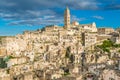 Scenic view of the `Sassi` district in Matera, in the region of Basilicata, southern Italy. Royalty Free Stock Photo