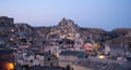 Panoramic view of the ancient town of Matera Sassi di Matera in on a summer day in the evening, Basilicata, southern Italy