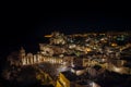 Matera panoramic view of old town at night, Basilicata,Italy.