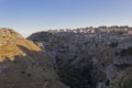 Matera ravina and cityscape, on the precipice. Italy Royalty Free Stock Photo