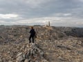 Matera - Turista sul Belvedere Murgia Timone Royalty Free Stock Photo