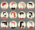 Material cartoon avatars, vector trendy characters collection