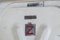 Material condition of readiness `Zebra Z` mark on navy ship`s water tight door. Royalty Free Stock Photo