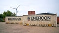 Material container of the company Enercon, a manufacturer for wind turbines on a storage yard