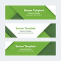 Material design banners. Set of modern colorful horizontal vector banners. Green ?and white vector page headers. Royalty Free Stock Photo
