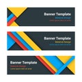 Material design web banners. Set of modern colorful horizontal vector banners, page headers. Trendy business template