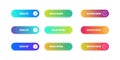 Gradient flat buttons. Abstract vivid color button icons. Web and ui application actions navigation interface symbols set Royalty Free Stock Photo