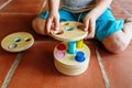 A material of montessori pedagogy, a new style of teaching children in schools around the world, with wooden educational toys