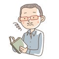 Senior man reading a book with reading glasses