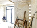 Material for repairs in an apartment is under construction remodeling rebuilding and renovation. Royalty Free Stock Photo