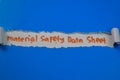 Material Safety Data Sheet Text written in torn paper Royalty Free Stock Photo