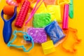 Material and tools for modeling clay. Creative lesson for a child Royalty Free Stock Photo