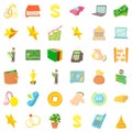 Material value icons set, cartoon style